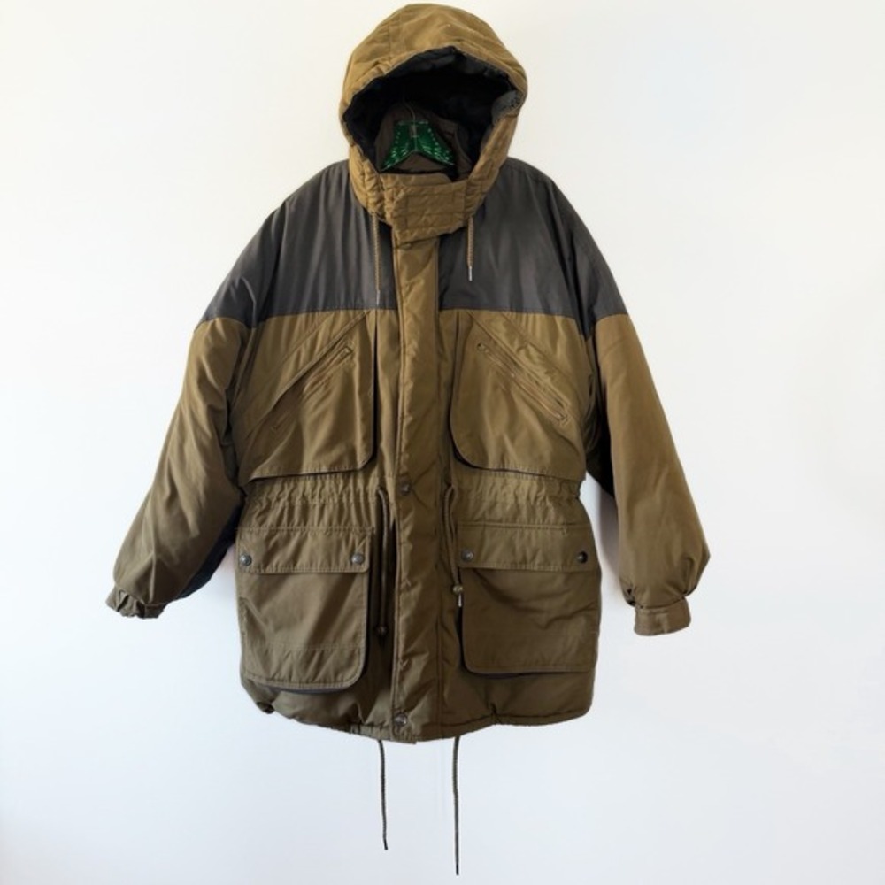 Men's Outdoor Adventure Brown Reversible Coat Hunting Camping FishingParka Large